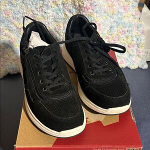 Billy Footwear Suede Lace-Up Zip-On Black Women's Sneakers, Size 9.5